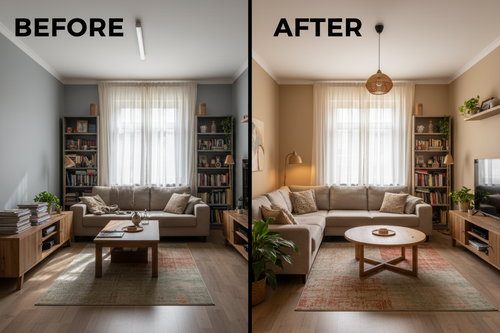 Living Room Before & After