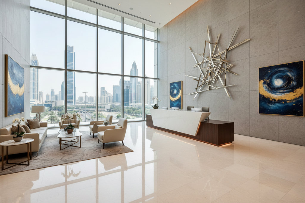 Modern DIFC office lobby