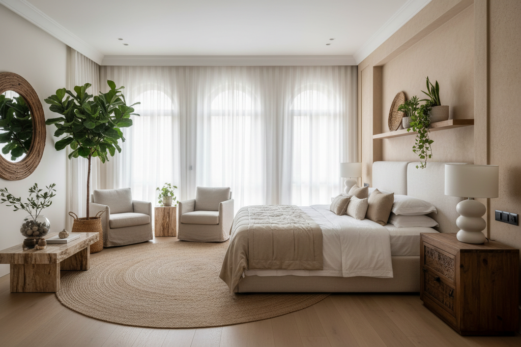 Peaceful bedroom with optimal alignment