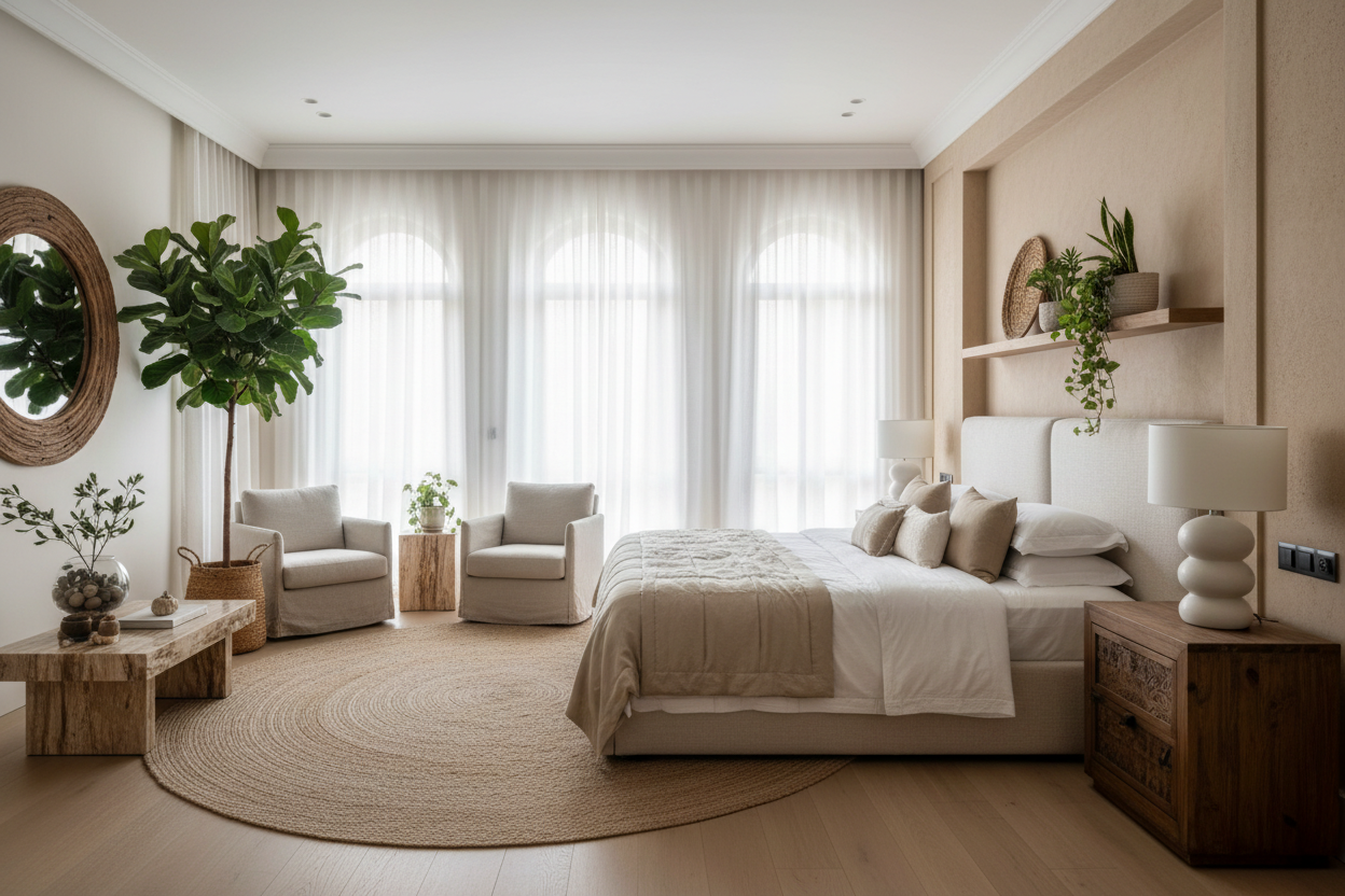 Peaceful bedroom with optimal alignment