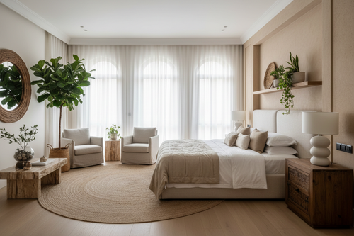 Peaceful bedroom with optimal alignment