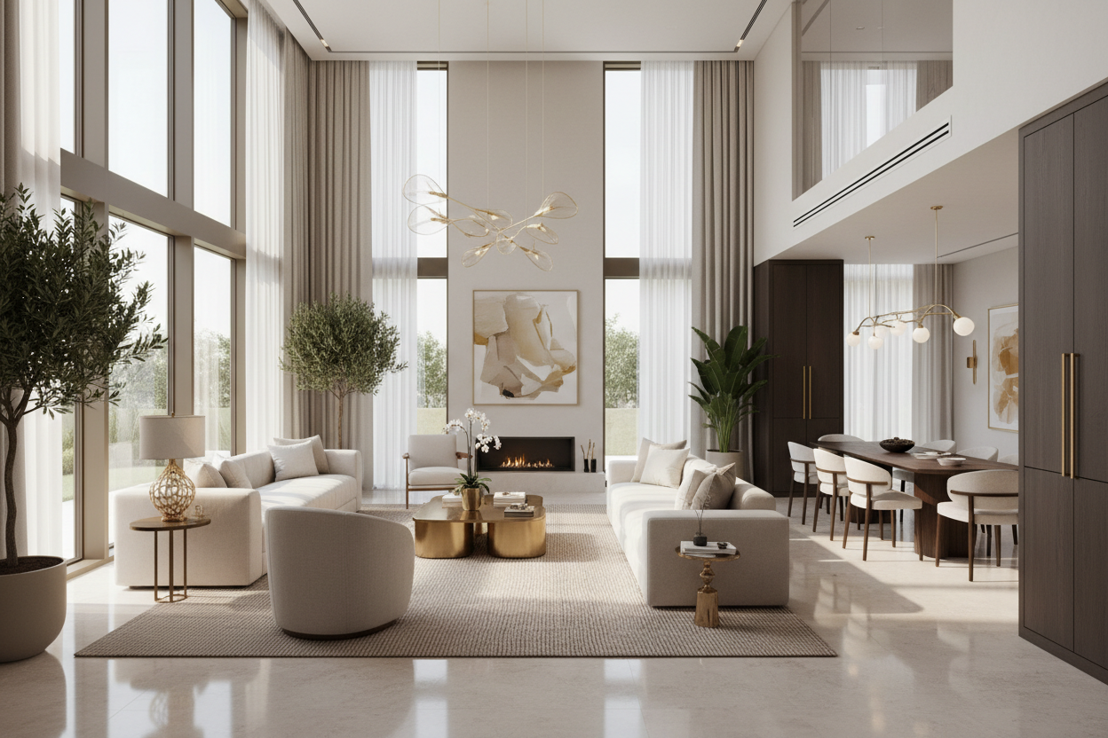 Serene luxury villa interior